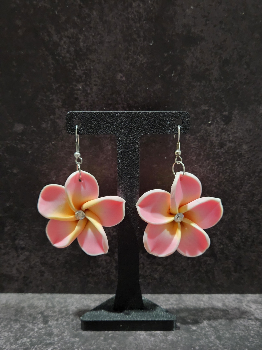 🚨5/$25 Pink Plumeria Flower Drop Earrings Lead & Nickel Free